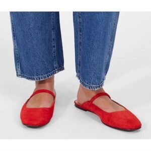 Madewell greta Ballet Flats Red Suede Mary Jane Mule